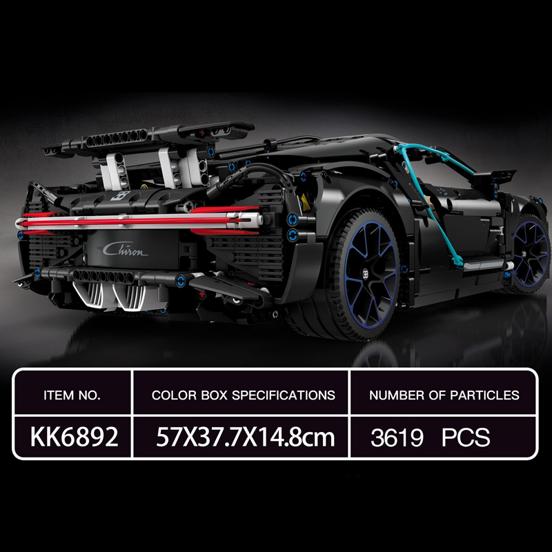 Custom KK6892 Technic Static Version Bugatti Chiron Sports Car 1 - SUPER18K Block