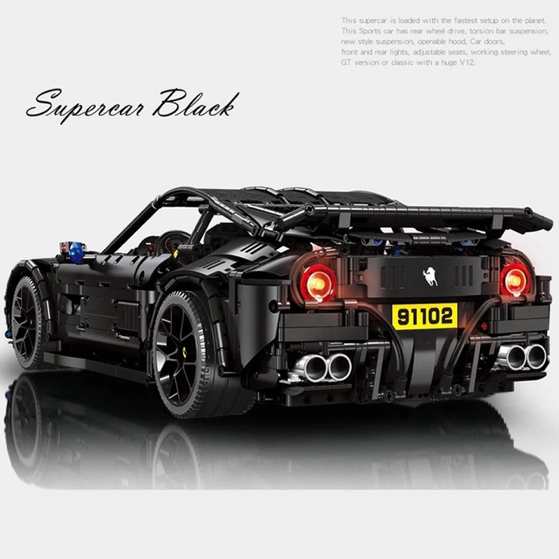 JieStar 91102 Ferrari F12 Berlinetta Black Racing Car 1 - SUPER18K Block