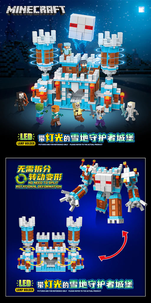 Quan Guan 751 Minecraft Snow Guardian Castle with Lights 1 - SUPER18K Block