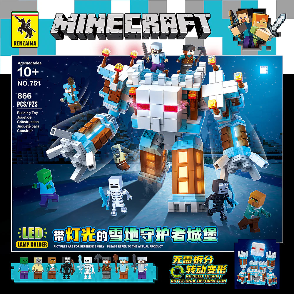 Quan Guan 751 Minecraft Snow Guardian Castle with Lights 3 - SUPER18K Block