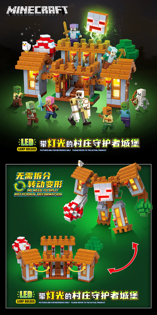 Quan Guan 752 Minecraft Village Guardian Castle with Lights 4 - SUPER18K Block