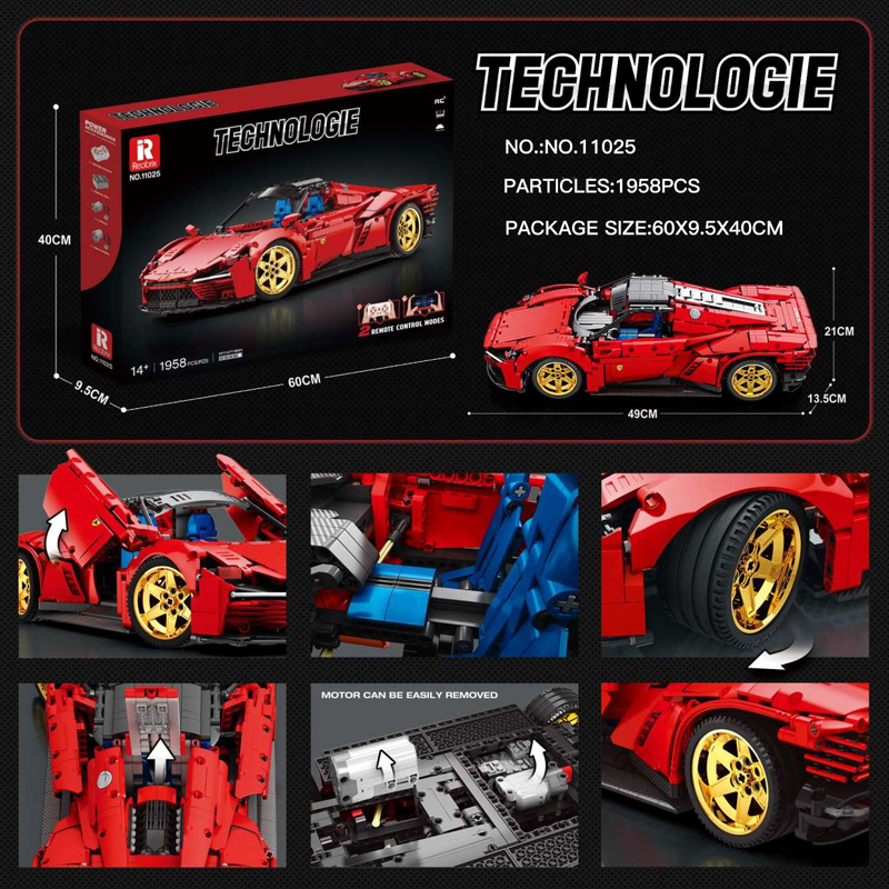 Reobrix 11025 Ferrari Daytona SP3 Sports Car 1 - SUPER18K Block