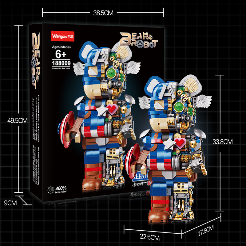 Wangao 188009 Captain America Semi Mechanical Bear Brick 5 - SUPER18K Block